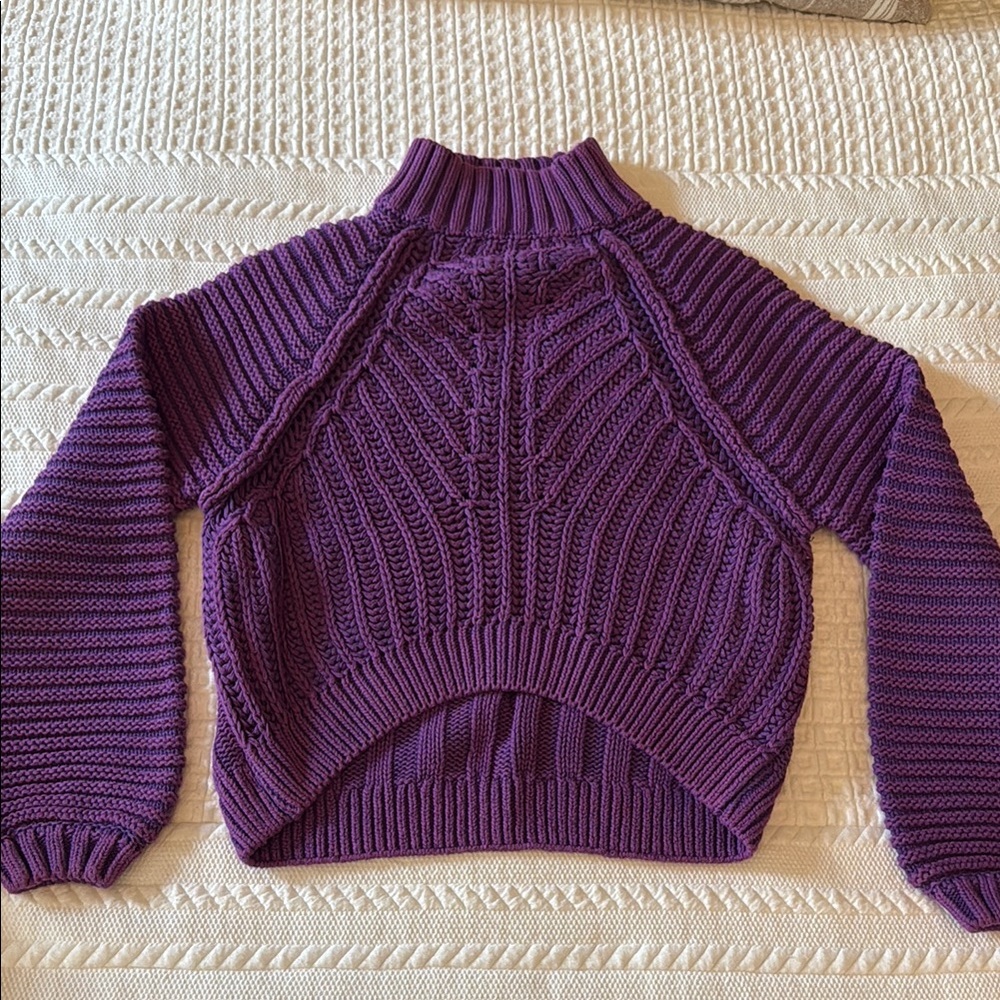 Free People Purple Cowl Neck Sweater